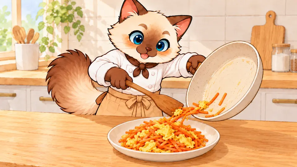 にんじんと卵の炒め物の盛り付け