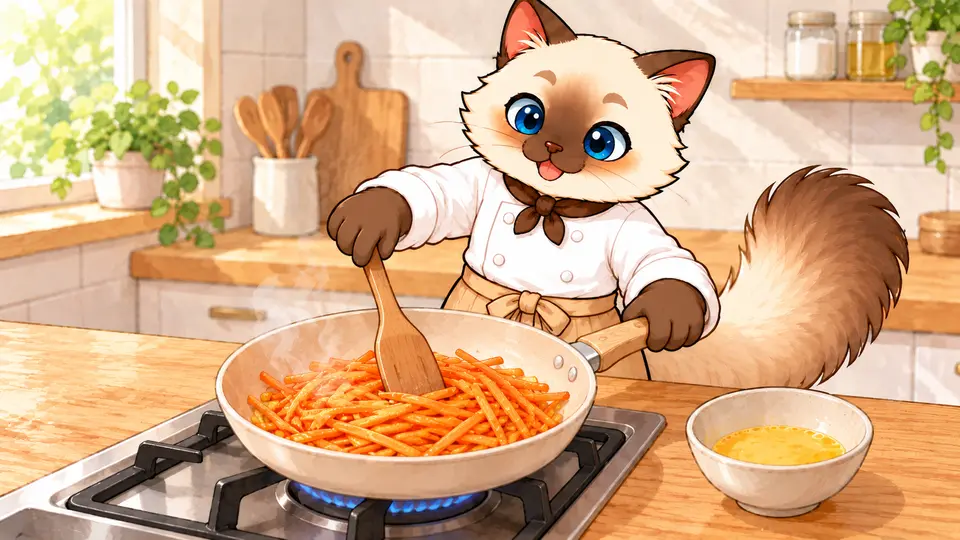 にんじんと卵の炒め物:にんじんを先にやわらかくする
