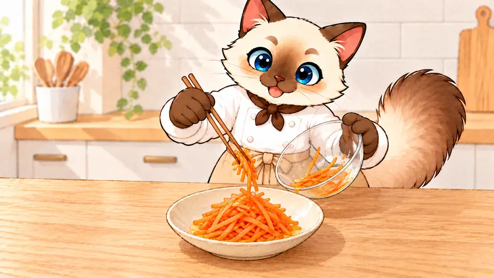 にんじんのオリーブオイルサラダの盛り付け