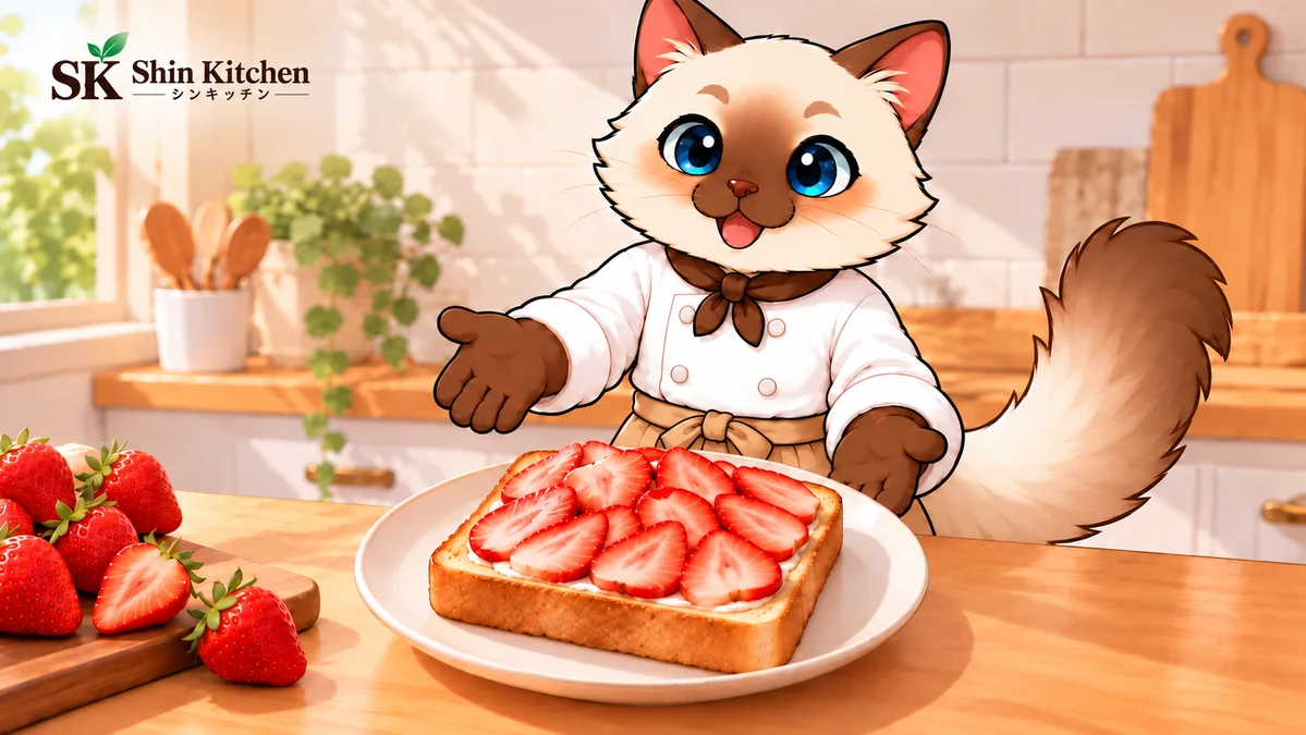 いちごとクリームチーズのトースト