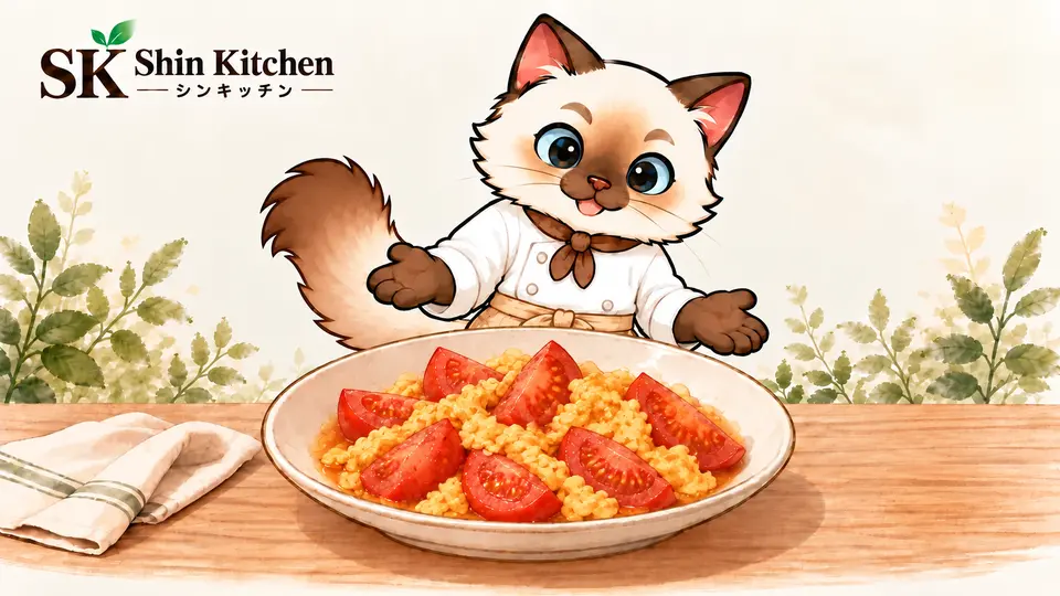 トマトと卵の炒め物の完成イメージ（1人分）